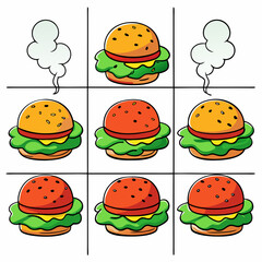 Set of funny cartoon hamburger