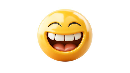 Fototapeta premium Happy emoji laughing, 3D render, black background, social media