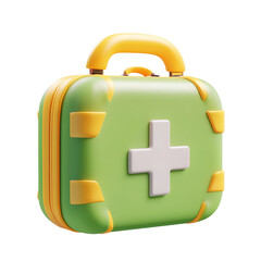 Fototapeta premium Green first-aid kit digital illustration, isolated, healthcare app icon
