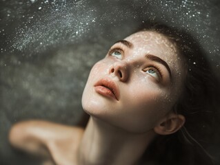Underwater Fine Art Portrait of a Woman with Dramatic Lighting and Surreal Atmosphere
