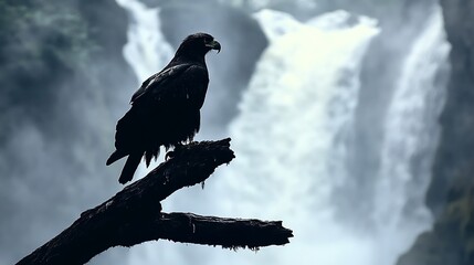 Fototapeta premium Eagle waterfall perch nature wildlife