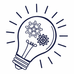 Hand drawing light bulb