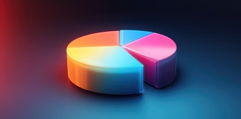 Obraz premium A glowing pie chart showing vibrant data distribution and insights for effective visual presentations.
