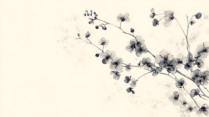 Delicate blossom branch, soft background, spring