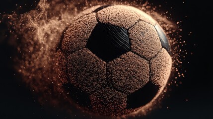Fototapeta premium Closeup of football with sport related energy waves and particles.