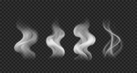 Realistic smoke, steam on water, bbq, drinks, food