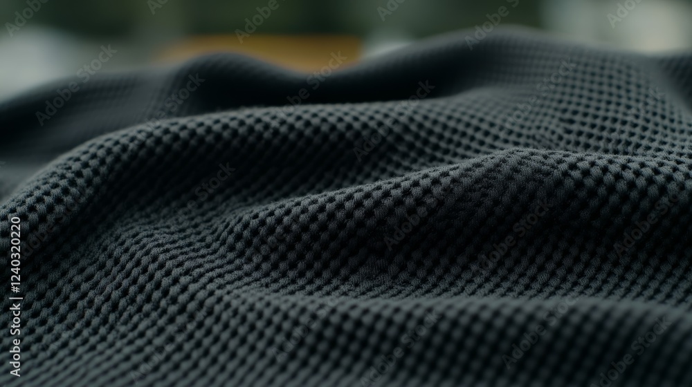 Poster elegant close up shot of the grid like mesh texture of a thermal wool base layer with fine stitching