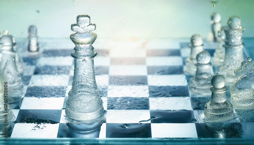 Poster firefly chess pieces created from water showcase a stunning board design symbolizing resilience in l