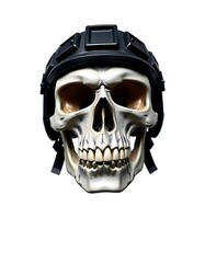 Skull in Military Helmet Decor Halloween Prop