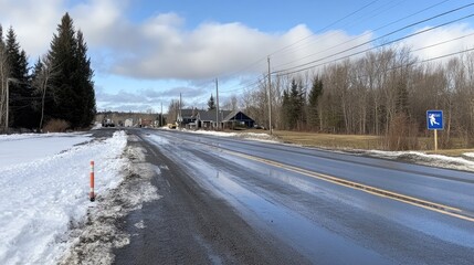 Bright road reflectors being installed on freshly paved asphalt.