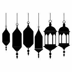 set of lamps on white background