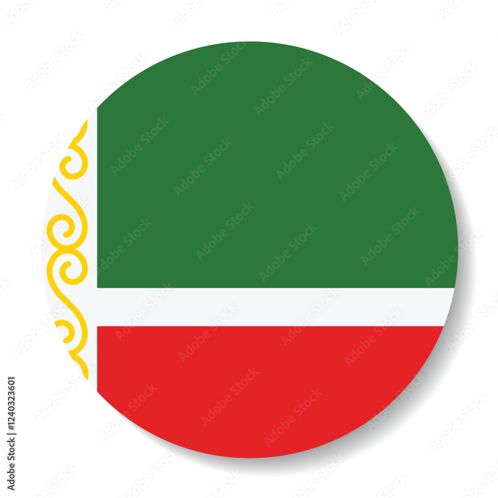 Poster chechnya circle flag. button flag icon. standard color. circle icon flag. computer illustration. dig