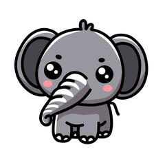 Cute Cartoon Elephant Character Clip Art Illustration