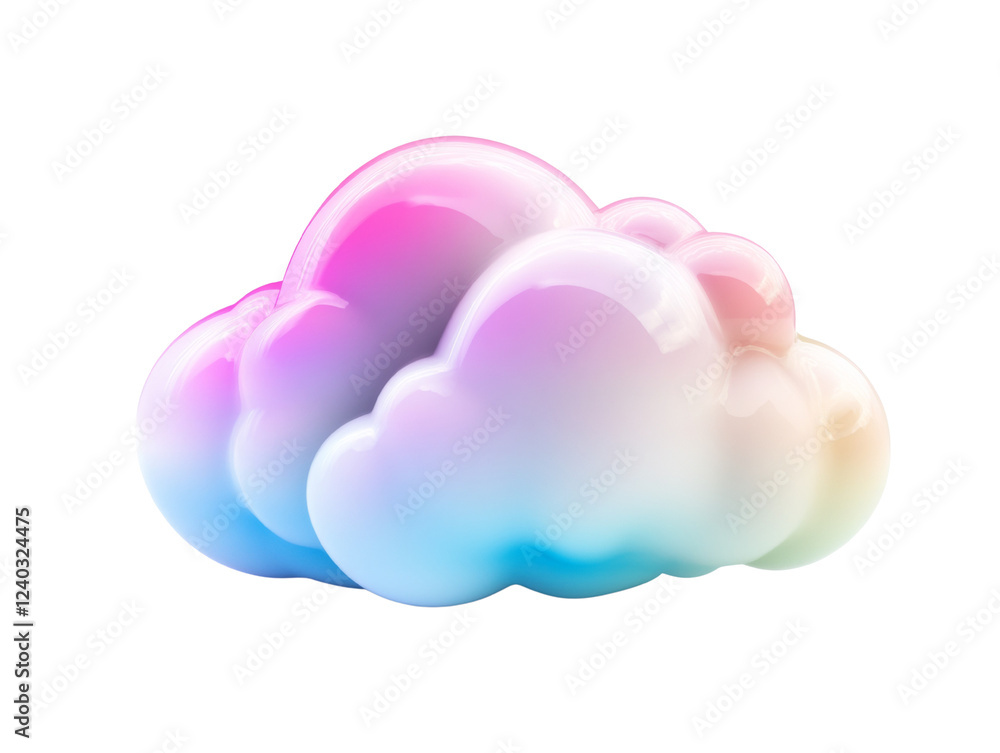 Poster A three dimensional rendering of a colorful cloud with a pastel gradient.