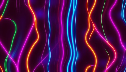 Naklejka premium Vibrant Neon Abstract Pattern – Colorful Psychedelic Waves Background