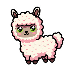 Cute Cartoon Alpaca Character for Decor and Merchandise