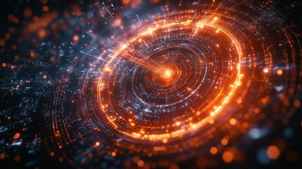 Digital Abstract Art with Glowing Elements. Generative AI