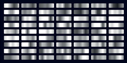 Set of Silver foil texture background. Realistic silver, gradient mesh. High resolution
