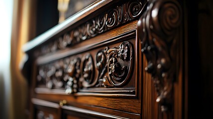 Elegant Vintage Wooden Cabinet with Elaborate Carvings