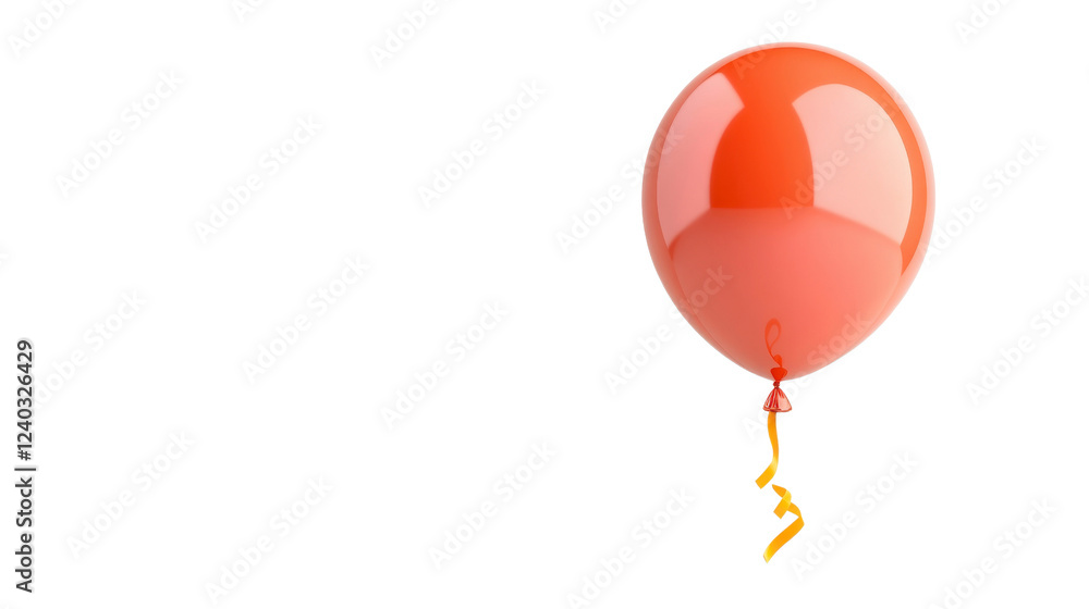 Poster single red balloon floating against with isolated background
