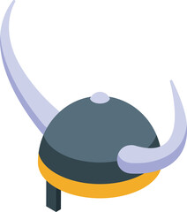 Gray viking helmet with large horns representing ancient scandinavian warriors