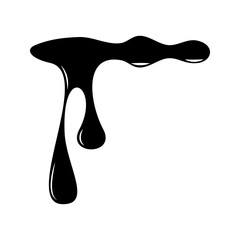 Black Melting Paint Abstract Liquid Vector Elements Isolated on White Background.