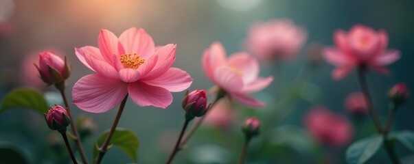 Obraz premium A delicate flower blooms within a misty, smoky aura, petal, fragrant, garden