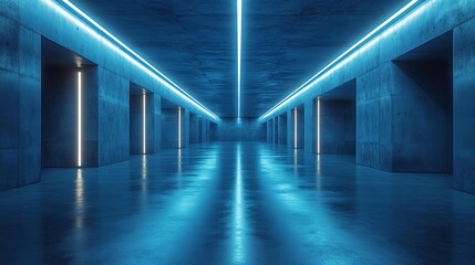 Futuristic neon-lit corridor. Generative AI