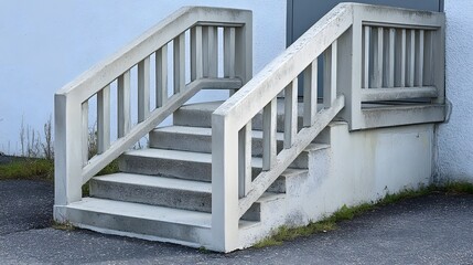 Concrete Steps with Railings Exterior Building Entrance