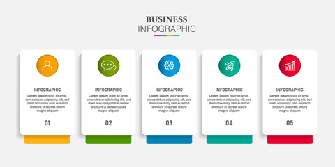 Colorful business infographic with icons and 5 options