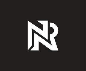 Sleek and Professional NR Logo Design – Minimalist Monogram on Black Background