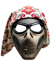 Tactical Paintball Mask with Patterned Head Wrap