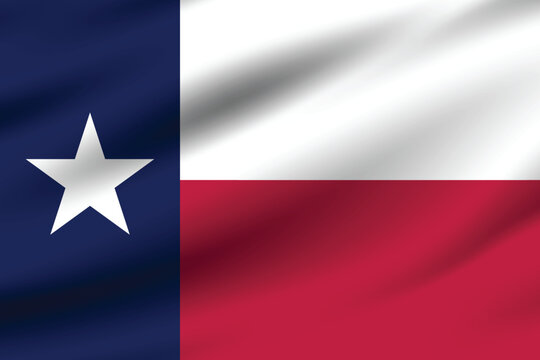 Texas flag official colors and proportion digital vector illustration. Pleated flag.