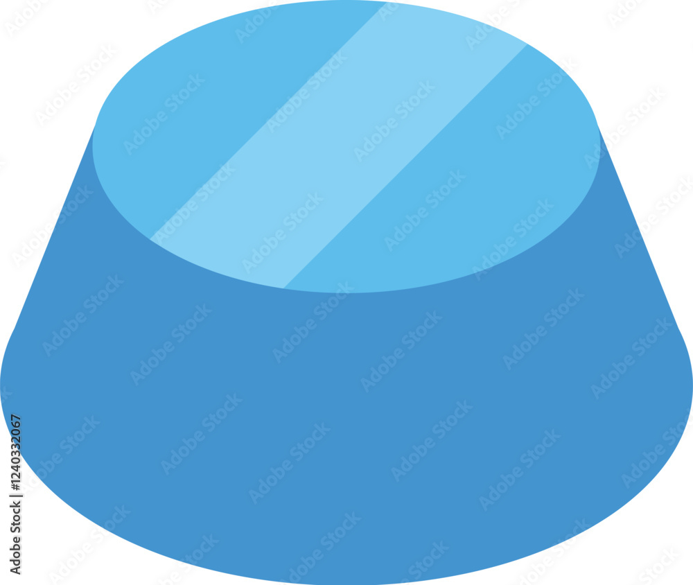 Poster blue truncated cone with transparent top surface, creating a modern and minimalist geometric design
