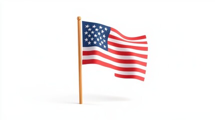 Fototapeta premium Waving American Flag on White Background
