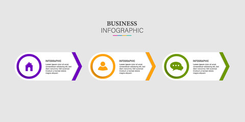Concept of arrow business model with 3 successive steps. infographic design for brochure, presentation. Infographic design layout.