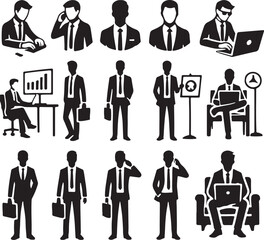 business people icons set