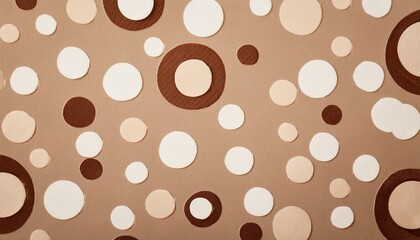 Obraz premium ベージュとブラウン、ホワイトの水玉模様が優しく調和し、温かみのあるデザイン 