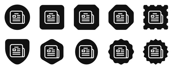 Vector newspaper newsletter icon. Black, white background. Perfect for app and web interfaces, infographics, presentations, marketing, etc.