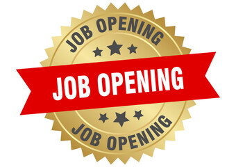 job opening. job opening round red and gold label isolated on transparent background