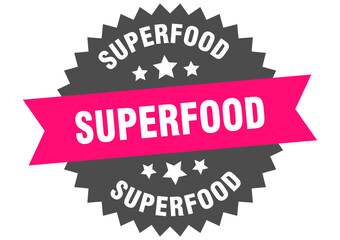 superfood. superfood round pink label isolated on transparent background