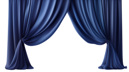 Majestic Blue Velvet Curtains Draped Elegantly for Stage Theater Cinema Background Design