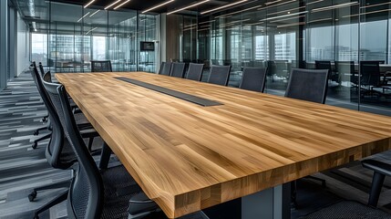 Fototapeta premium Modern Office Conference Room Long Wooden Table