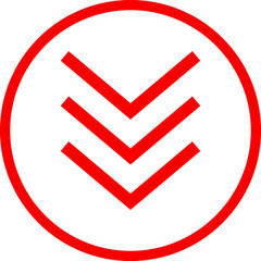 Icon red arrow direction down on a white background vector illustration.