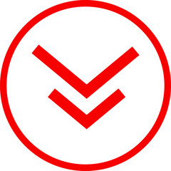 Icon red arrow direction down on a white background vector illustration.