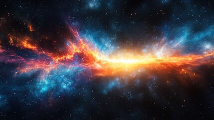 Naklejka premium A deep space-inspired abstract scene with cosmic shapes and colorful energy trails