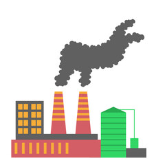 Industrial Factory with Smokestack Illustration