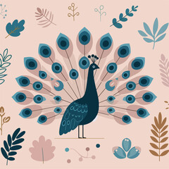 vector image of beautiful peacock