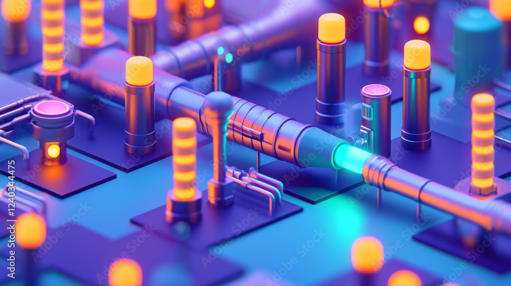 Aufkleber abstract futuristic circuit board with glowing elements and vibrant colors representing technology a
