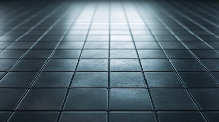Obraz premium smooth, transparent black floor texture with grid of tiles, creating modern and sleek appearance. lighting enhances depth and dimension of surface, evoking sense of elegance